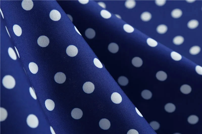 Women Summer Dresses Robe Vintage 50s 60s Big Swing Party Rockabilly Dress White Polka Dot Vestidos