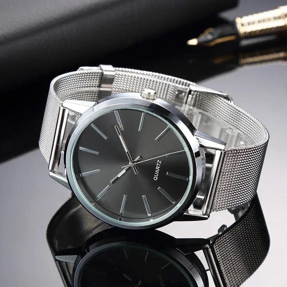 Luxury women watches 2025 new stylish silver minimalist business ladies quartz watch breathable leather steel clock