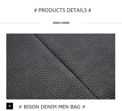 BISON DENIM Carbon Fiber Messenger Bag Men Casual Cowhide Leather Shoulder Crossbody Bag Gift Designer Handbags