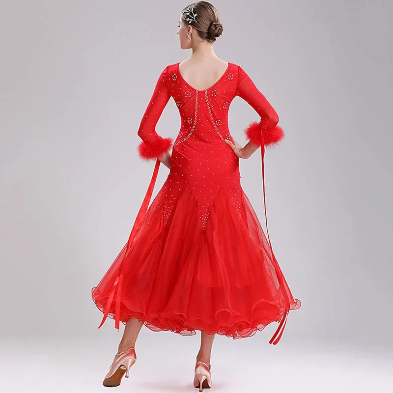 White Ballroom Dance Competition Dresses Women's Performance Waltz Party Clothes National Standard Modern DanceWear Costumes