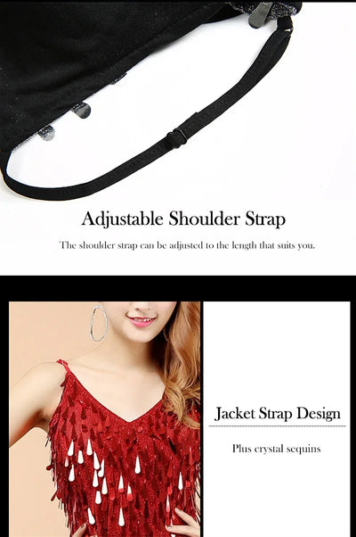 Latin Dance Dress Sexy Fringe Women Dance Costumes New Fashion Sleeveless Sequin Dress Performance Clothing cheap