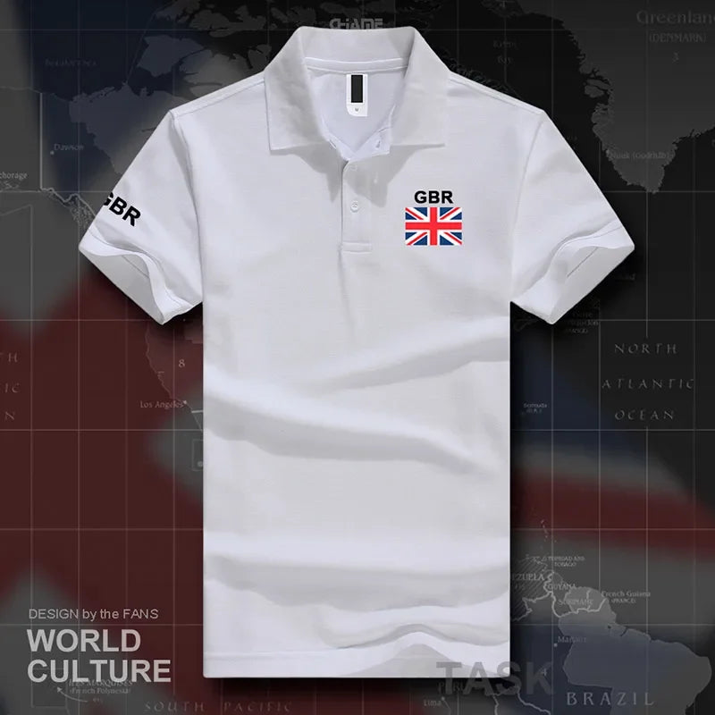 UK United Kingdom of Great Britain polo shirts men short sleeve white brands printed for country 2017 cotton nation team flag
