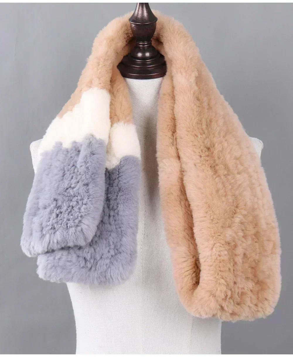 100% natural rabbit fur scarves long style women winter