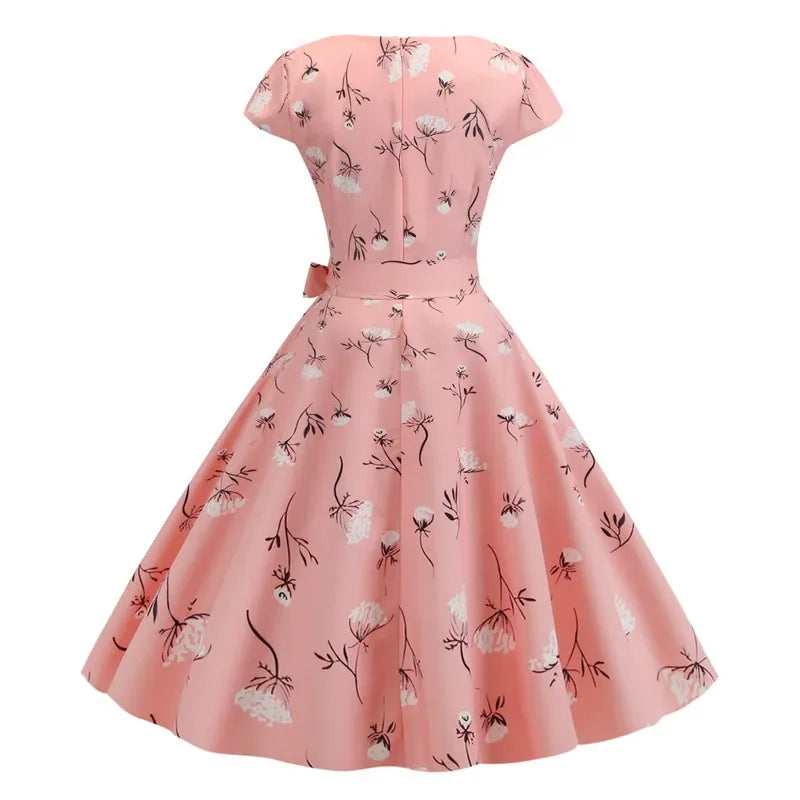 Women Summer Dresses Robe Vintage 50s 60s Big Swing Party Rockabilly Dress White Polka Dot Vestidos