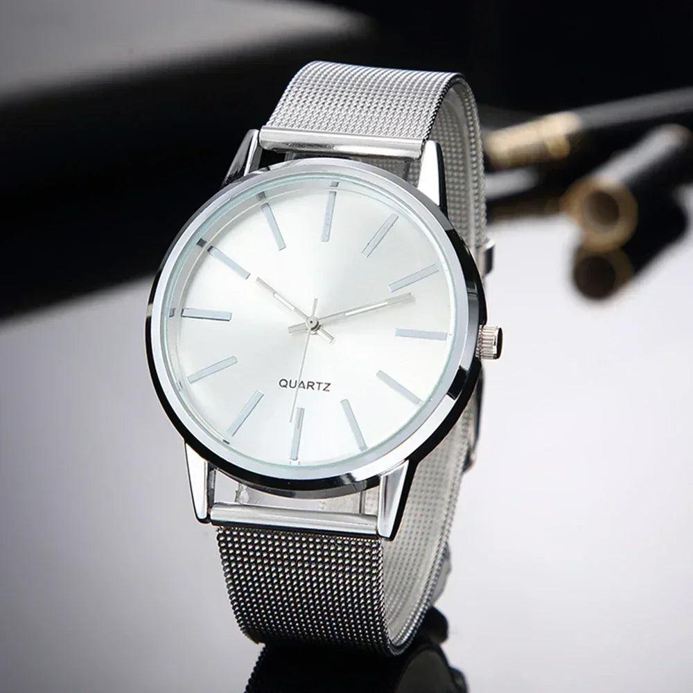 Luxury women watches 2025 new stylish silver minimalist business ladies quartz watch breathable leather steel clock