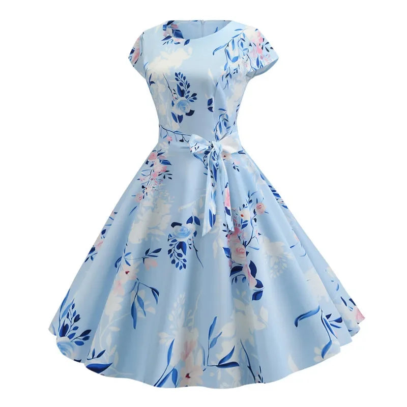 Women Summer Dresses Robe Vintage 50s 60s Big Swing Party Rockabilly Dress White Polka Dot Vestidos