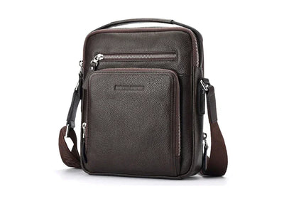 BISON DENIM Carbon Fiber Messenger Bag Men Casual Cowhide Leather Shoulder Crossbody Bag Gift Designer Handbags