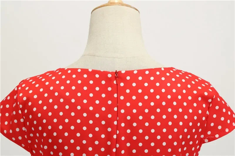 Women Summer Dresses Robe Vintage 50s 60s Big Swing Party Rockabilly Dress White Polka Dot Vestidos