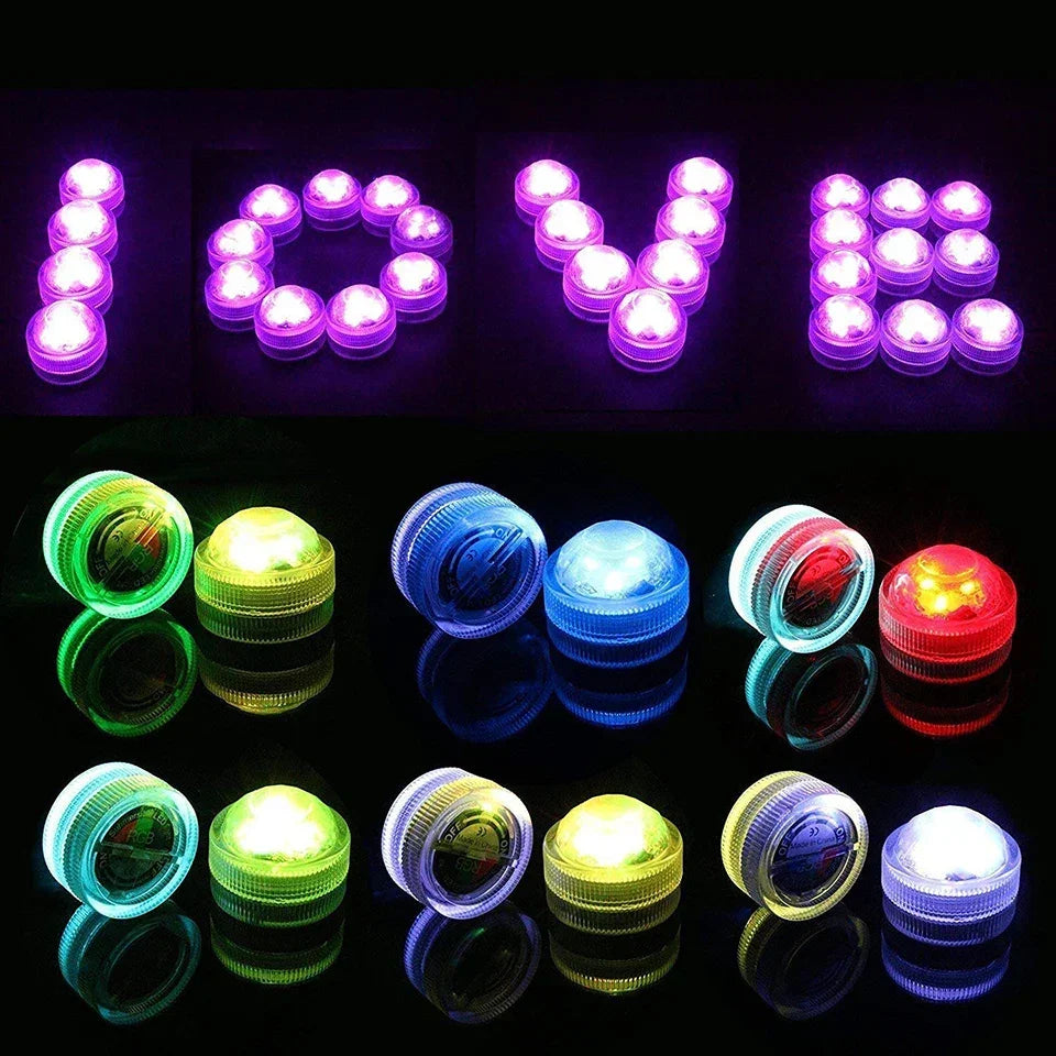 Led Submersible Night Light Lamp RGB Underwater Light Wedding Tea Light Vase Fish Tank Pool Party Christmas Decorative Lights