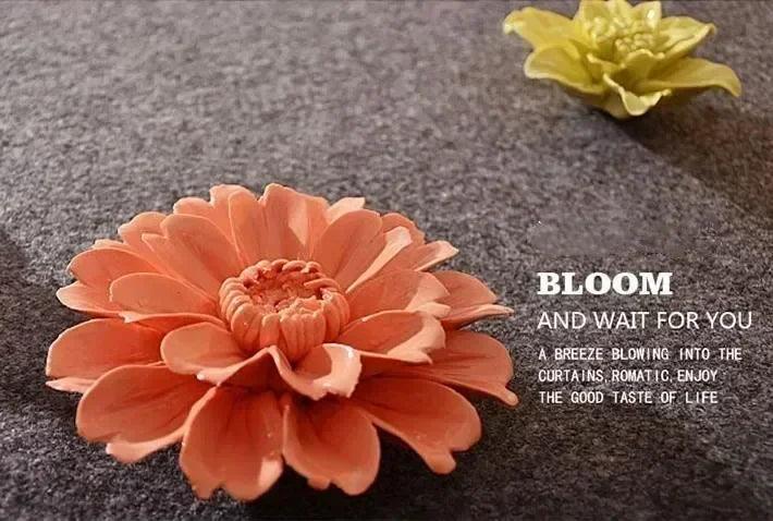 Home decor ceramic flower 3d wall decoration craft living room bedroom tv background hanging beauty flying pigs