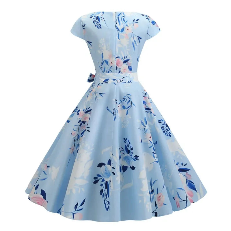 Women Summer Dresses Robe Vintage 50s 60s Big Swing Party Rockabilly Dress White Polka Dot Vestidos