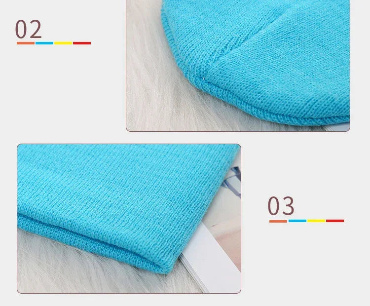 Solid Beanies Hat for Kids Baby Girls Boys Autumn Winter Caps Warm Soft Candy Knitted Bonnet Hats Skullies Toddler Children Cap