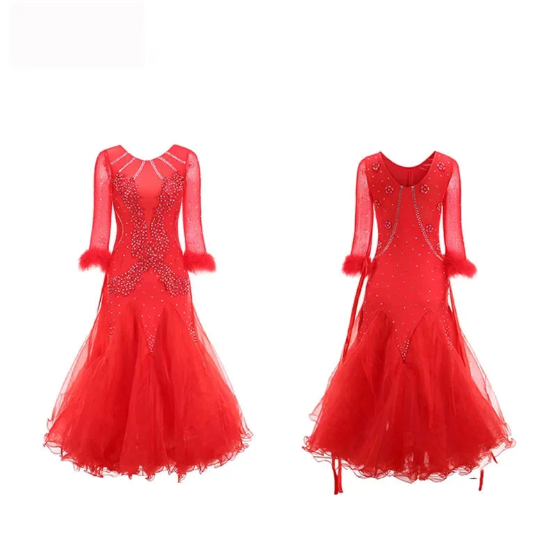 White Ballroom Dance Competition Dresses Women's Performance Waltz Party Clothes National Standard Modern DanceWear Costumes