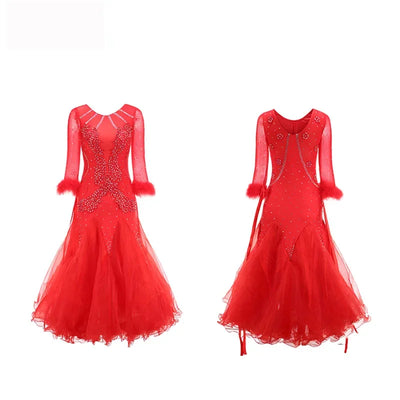 White Ballroom Dance Competition Dresses Women's Performance Waltz Party Clothes National Standard Modern DanceWear Costumes