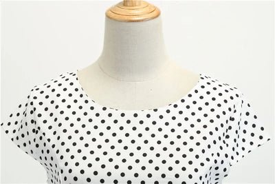 Women Summer Dresses Robe Vintage 50s 60s Big Swing Party Rockabilly Dress White Polka Dot Vestidos