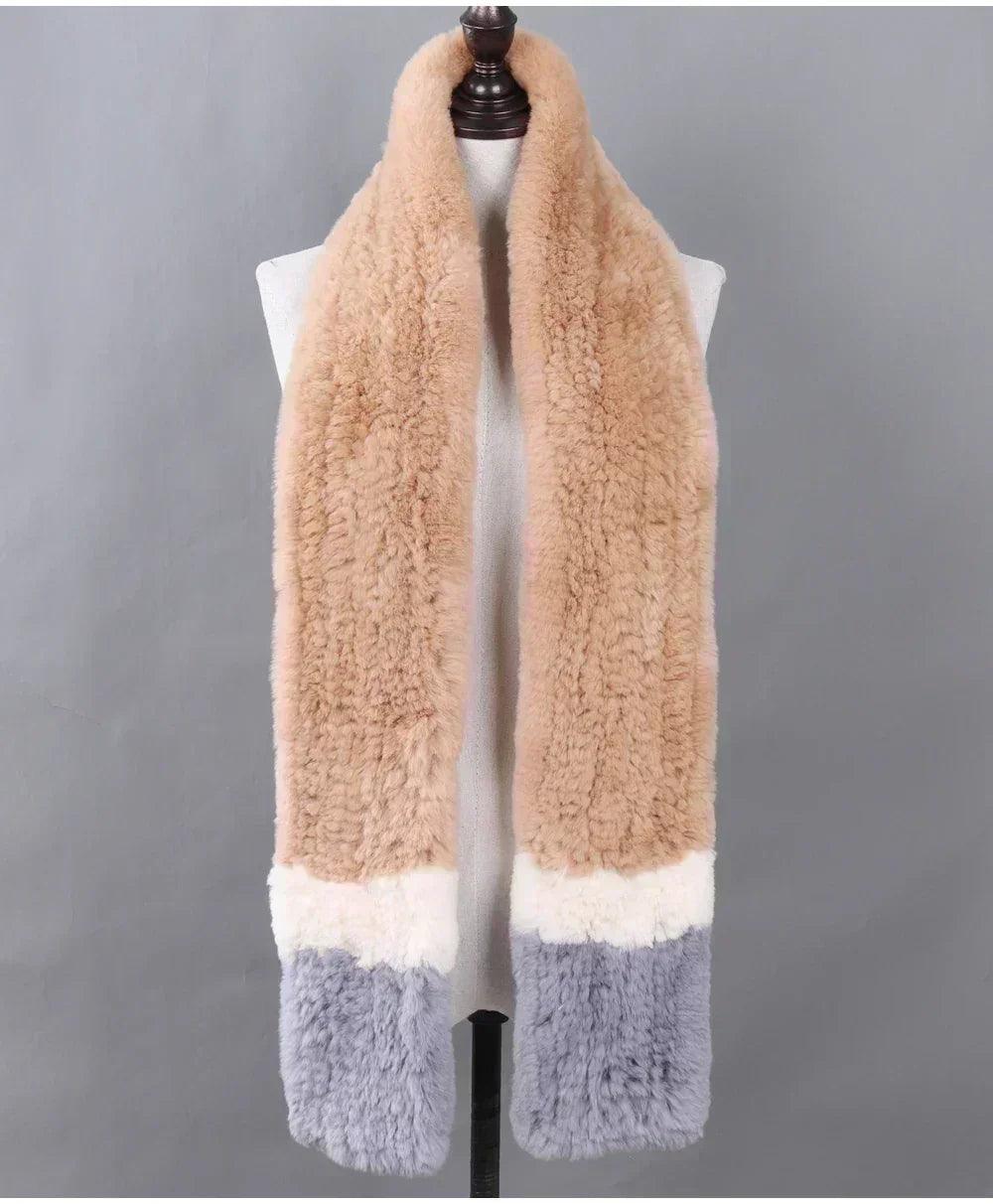 100% natural rabbit fur scarves long style women winter
