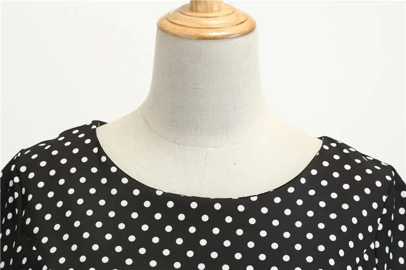 Women Summer Dresses Robe Vintage 50s 60s Big Swing Party Rockabilly Dress White Polka Dot Vestidos