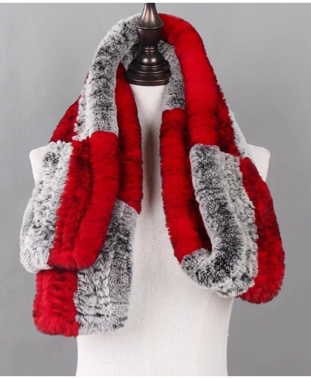 100% natural rabbit fur scarves long style women winter