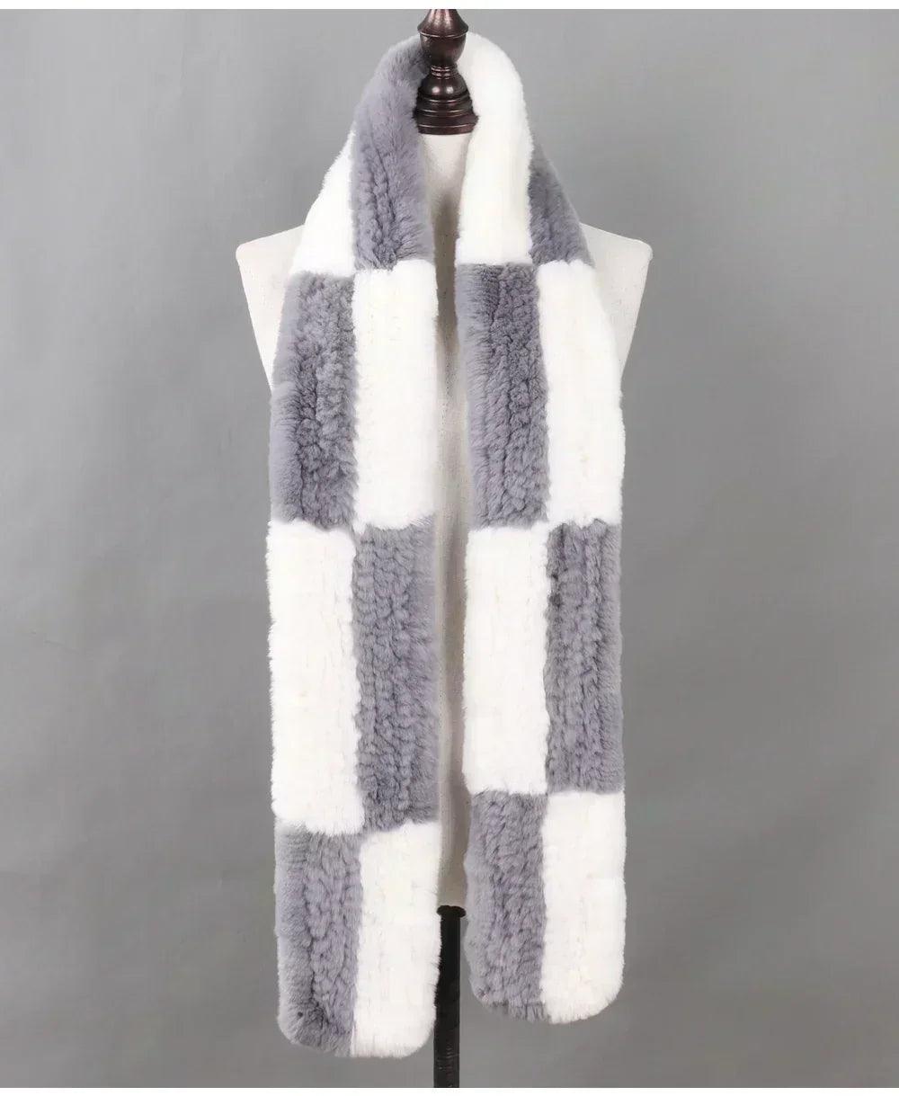 100% natural rabbit fur scarves long style women winter