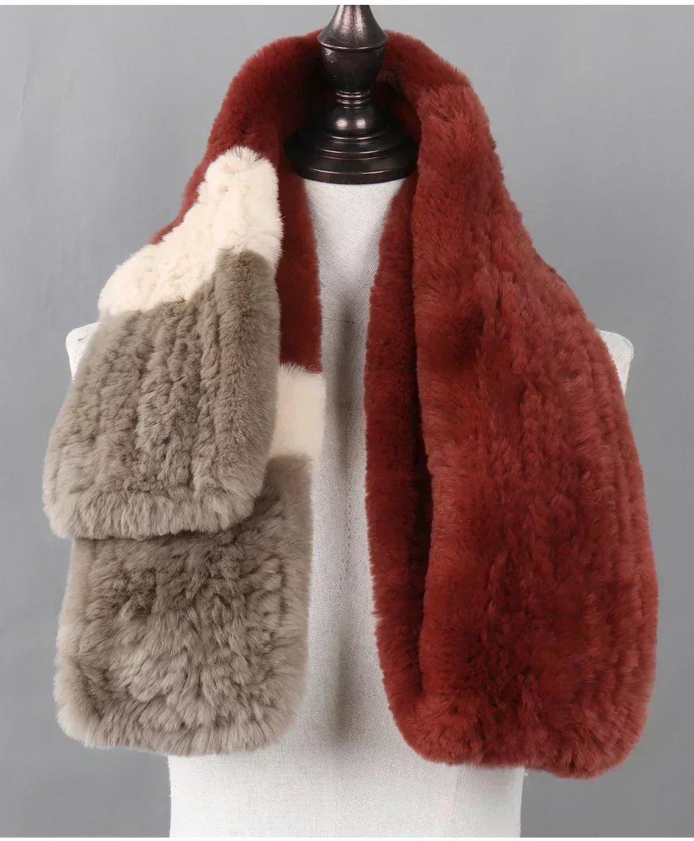 100% natural rabbit fur scarves long style women winter