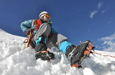 BRS Crampons Mountaineering Short Ice Teeth Crampons Winter Snowfield Anti-slip Ice Gripper Climbing Cleats Green BRS-S1B