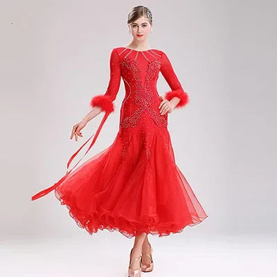 White Ballroom Dance Competition Dresses Women's Performance Waltz Party Clothes National Standard Modern DanceWear Costumes