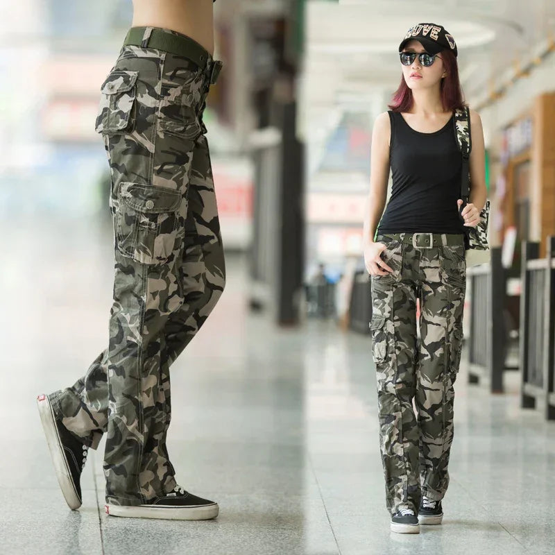Female Outdoor Training Pockets Cargo Pants Women