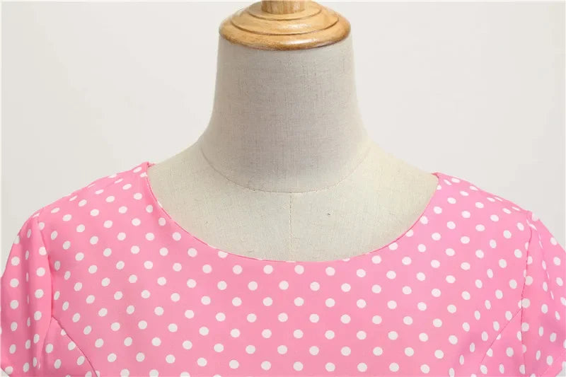 Women Summer Dresses Robe Vintage 50s 60s Big Swing Party Rockabilly Dress White Polka Dot Vestidos