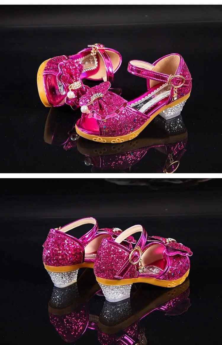 Princess Casual Glitter Bowknot High Heel Children's Shoes| Girls Shoes | Fashion | Dance | Party Sandals