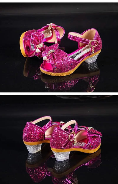 Princess Casual Glitter Bowknot High Heel Children's Shoes| Girls Shoes | Fashion | Dance | Party Sandals