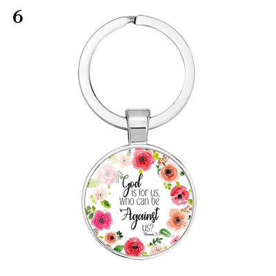 Give Thanks With A Grateful Heart Bible Verses Keychain Glass Scripture Quote Jewelry Christian Faith Keyring Thanksgiving Gifts