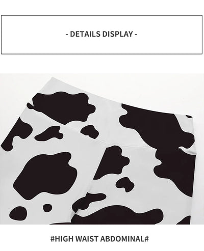 Women Cow Black Printed Leggings