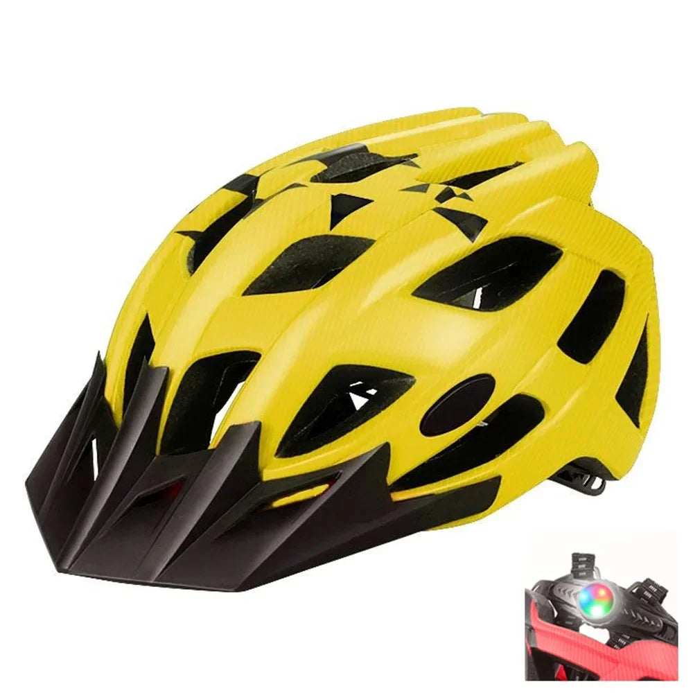 NEW Ultralight Bicycles Helmets Men Mountain Bike Helmet Integ-mold MTB Helmet With led Warning light Cycling Safely Cascos