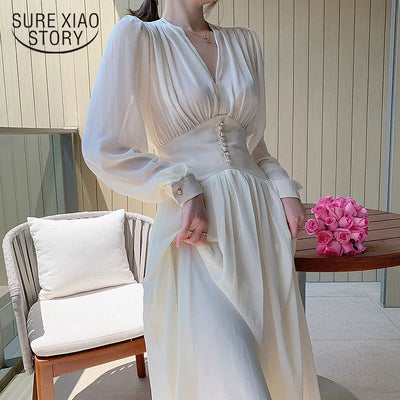 2021 Summer Striped Cotton Linen Long Dress Women Fashion Loose Vestidos Vintage V-neck Half Sleeve Dress for Women Loose
