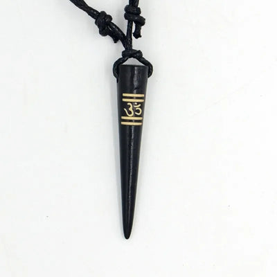 AUM OM Ohm Hindu Buddhist Hinduism Yoga India Bone Resin Carving Pendant Necklace Amulet Lucky Gift Tribal Fashion Jewelry