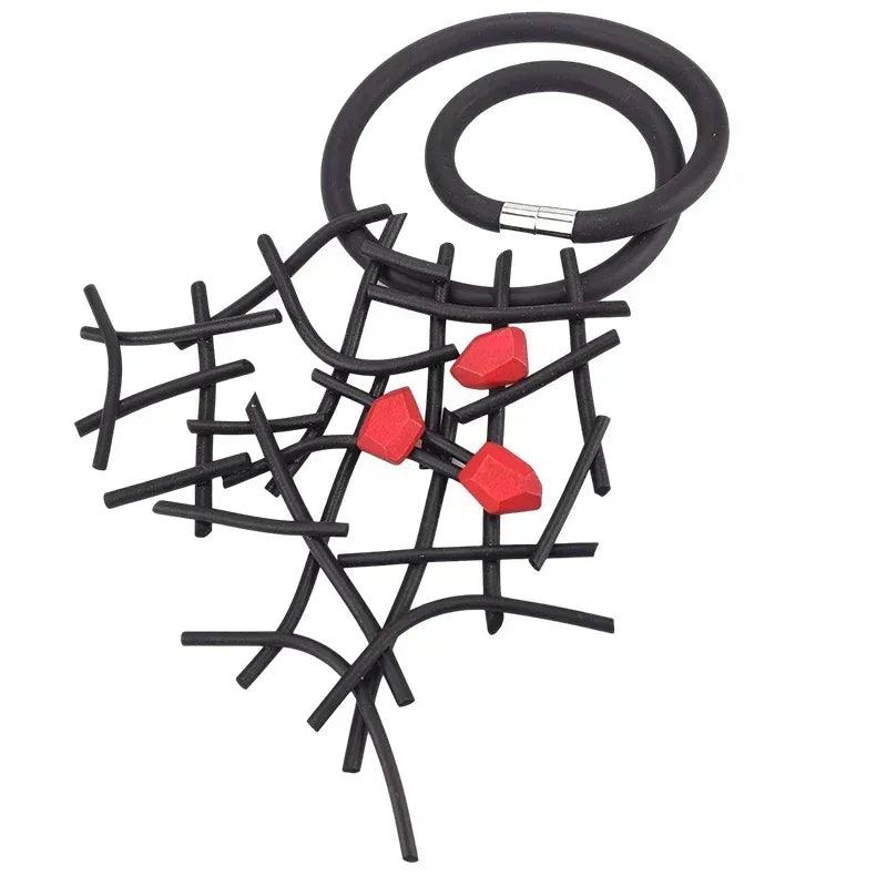Ukebay new designer luxury necklaces women handmade gothic pendant necklace rubber jewelry wooden accessories statement