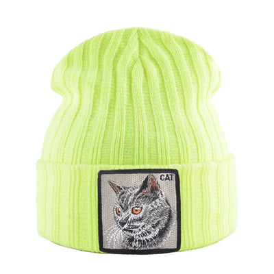 Women's Fashion Beanies Hat Solid Color Knitted Wool Skullies With Embroidery Patch Autumn Winter Men's Knit Gorras Bonnet