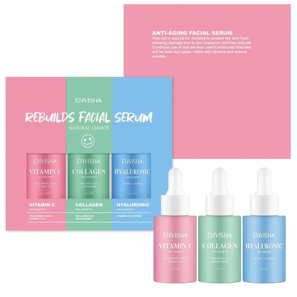 Skin Care Set Facial Serum Collagen Hyaluronic Acid Vitamin Anti-aging Wrinkle Whitening Moisturizing Remove Acne Face Essence
