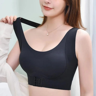 Women Push Up Bra Posture Corrector Bralette Front Closure Cross Back Tops