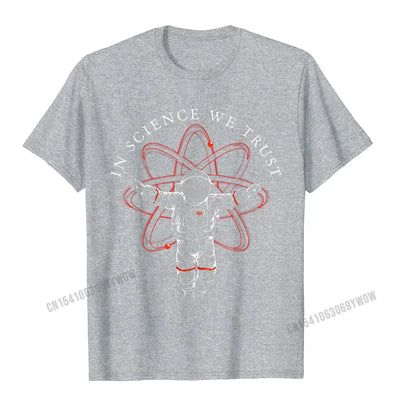 Atheist Shirt In Science We Trust Astronaut Humanist T-Shirt Camisas Men Cotton Tees Hip Hop New Design Casual Tshirts