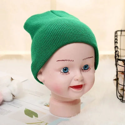Solid Beanies Hat for Kids Baby Girls Boys Autumn Winter Caps Warm Soft Candy Knitted Bonnet Hats Skullies Toddler Children Cap