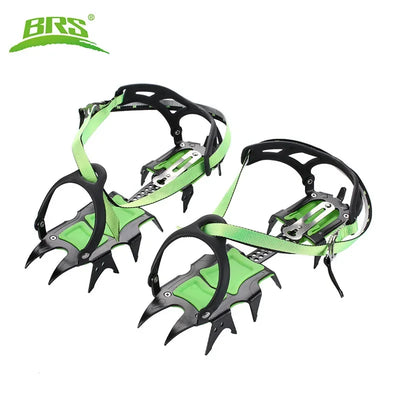 BRS Crampons Mountaineering Short Ice Teeth Crampons Winter Snowfield Anti-slip Ice Gripper Climbing Cleats Green BRS-S1B