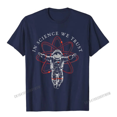 Atheist Shirt In Science We Trust Astronaut Humanist T-Shirt Camisas Men Cotton Tees Hip Hop New Design Casual Tshirts