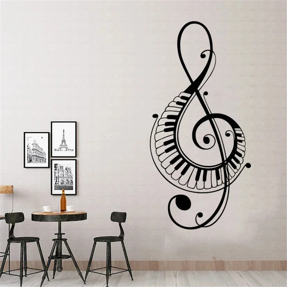 Music Wall Decal Piano Key Music Symbol Music Sign Wall Sticker Vinyl Waterproof Sticker Music Room Home Wall Decoration