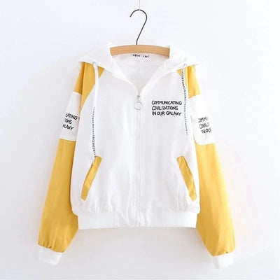 Lightweight Women's Hooded Jackets Autumn Windbreaker Basic Coats Loose Zipper Plus Size P619