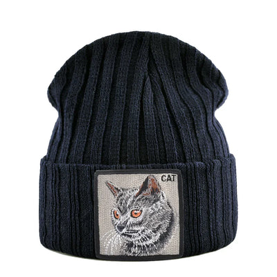 Women's Fashion Beanies Hat Solid Color Knitted Wool Skullies With Embroidery Patch Autumn Winter Men's Knit Gorras Bonnet