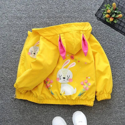 Baby Girls Cute Rabbit Hooded Casual Zipper Jacket| Spring |Autumn |Christmas |Outerwear Coat 1 2 3 4 5 6 Years |Kids Clothes