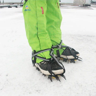 18-Teeth Climbing Anti Skid Crampons Adjustable Winter Walk Ice Claw Mountaineering Snowshoes Manganese Steel Outdoor Shoe Cover