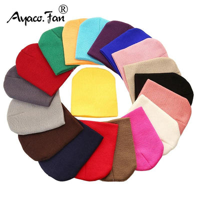 Solid Beanies Hat for Kids Baby Girls Boys Autumn Winter Caps Warm Soft Candy Knitted Bonnet Hats Skullies Toddler Children Cap