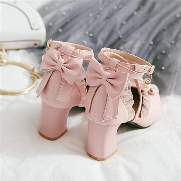 Kids Fashion Bowknot Thick High Heel Shoes | Children's Party Shoes| Fancy Dress Shoes for Girls